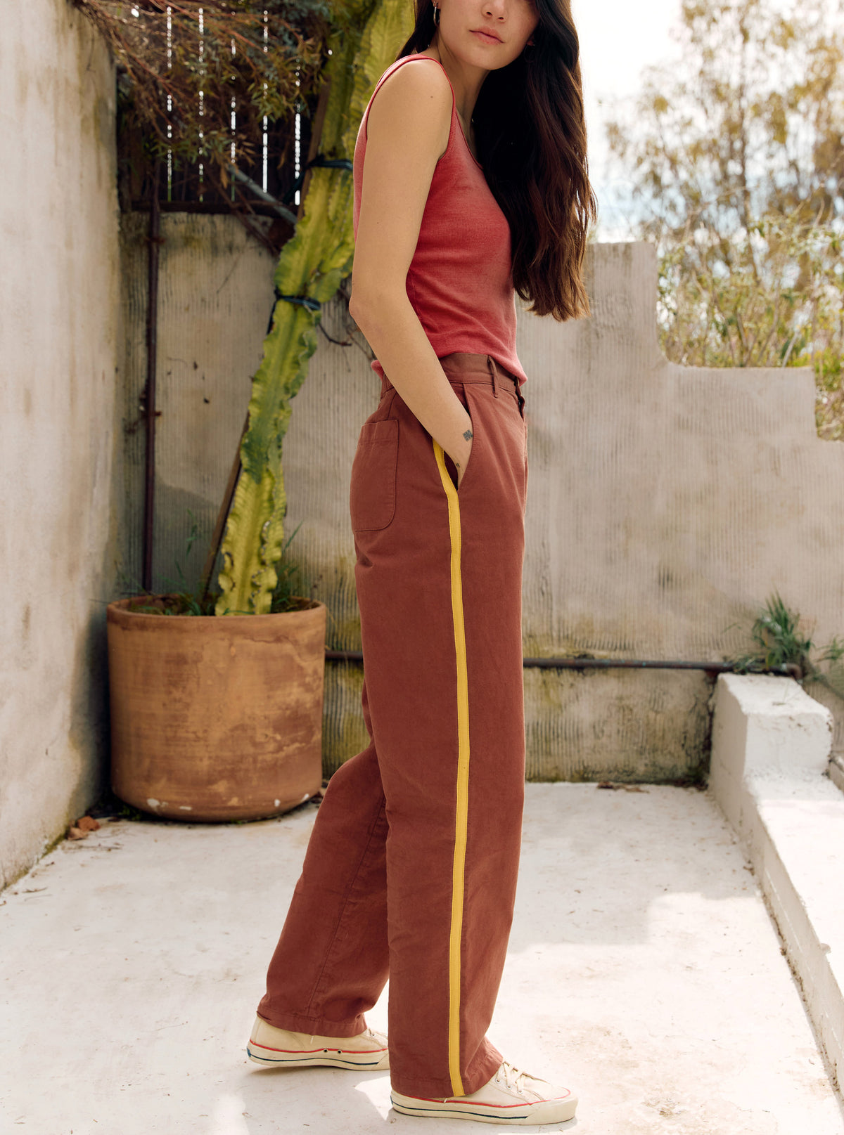 baker striped trouser in terra