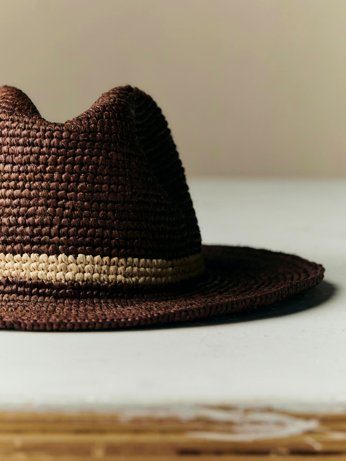 handwoven brown raffia palm hat