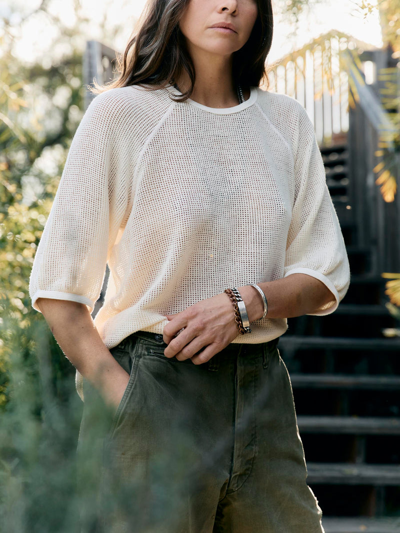 open weave raglan tee in natural