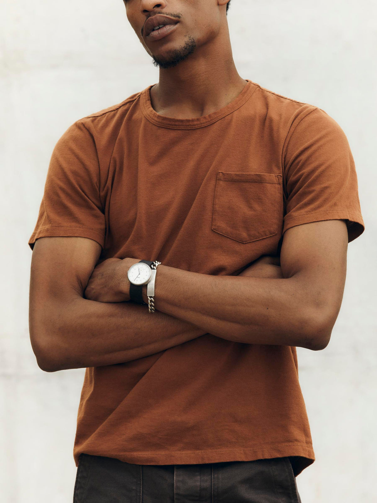 pocket tee in rust