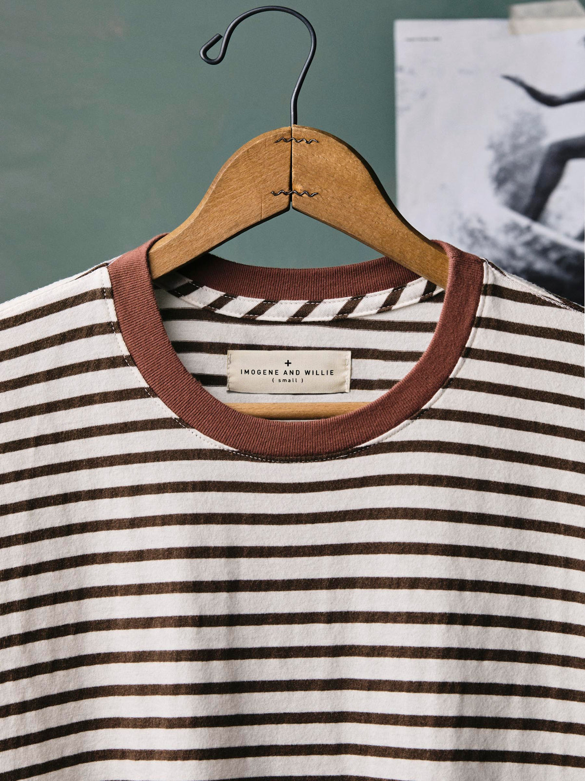 novel knit crew in brown stripe