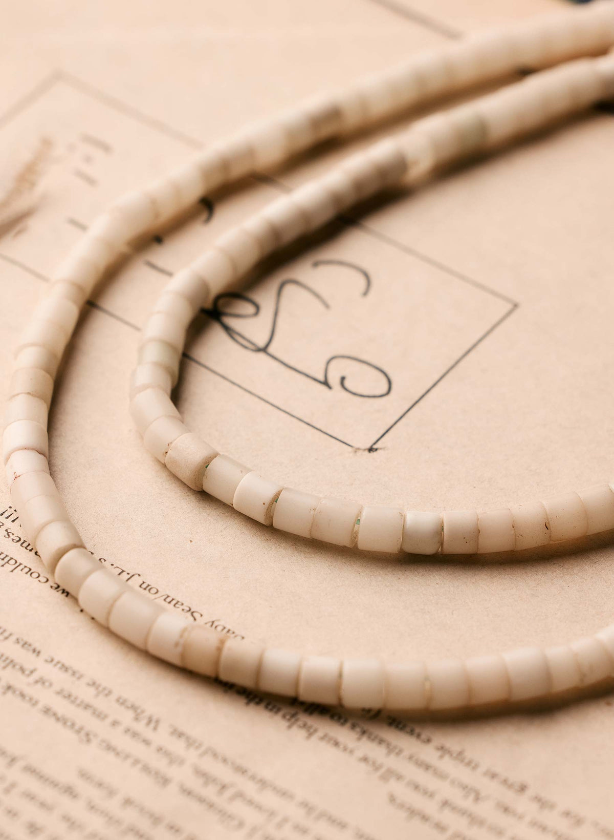 vintage white trade bead necklace